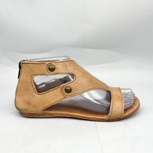 Bed Stu Women 6.5 Tan Leather Gladiator Sandals Flats Zip Rustic Boho Festival